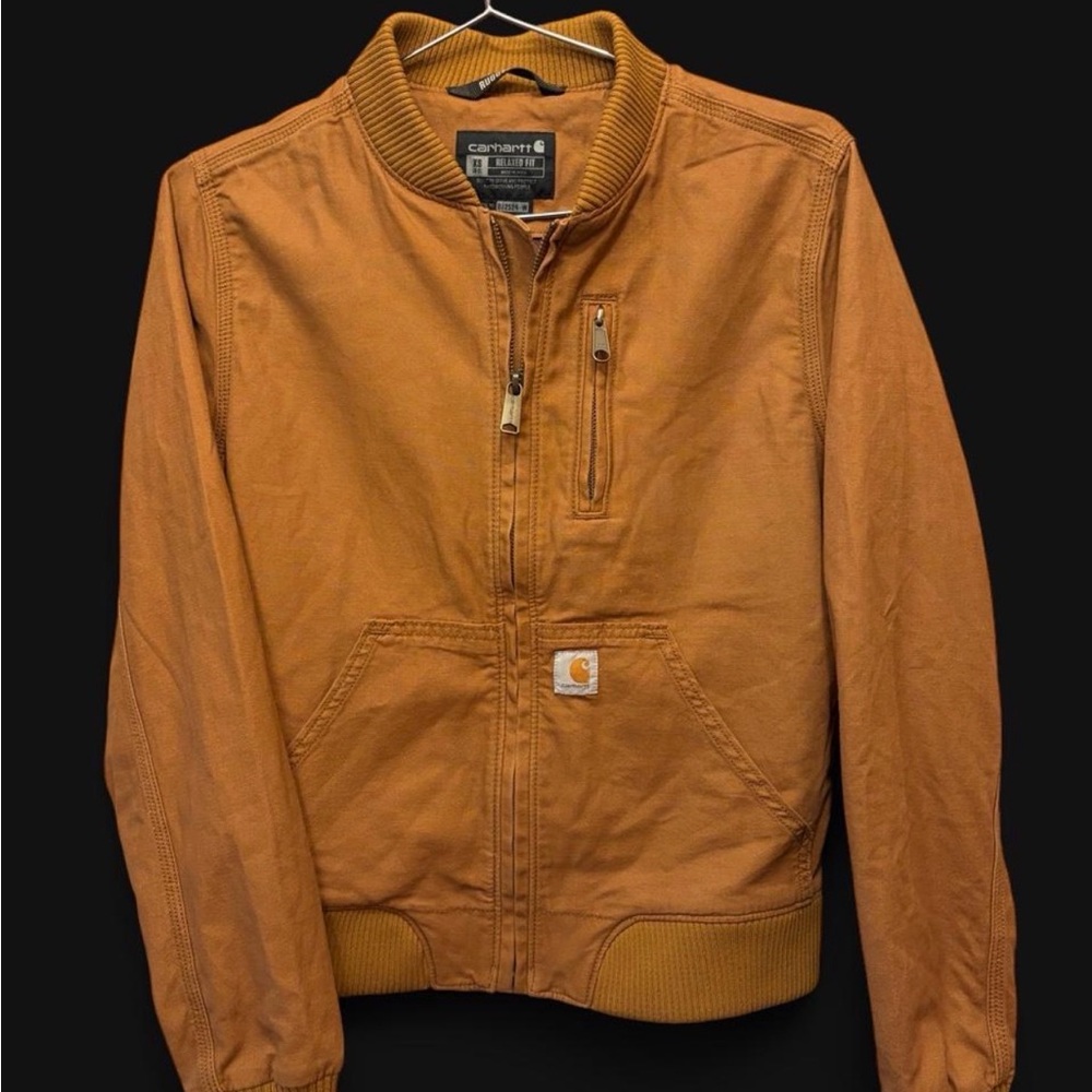 Carhartt Tan Canvas Bomber Jacket - Workwear Zip-Up